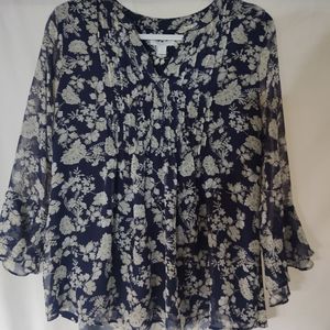 Navy Floral Blouse